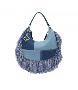 Denim hobo bag with bangs