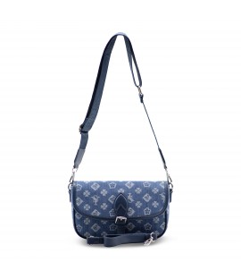 Sac baguette en denim avec...