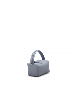 Leather bag with woven...