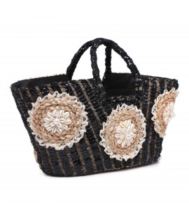 Bolso de paja con conchas...