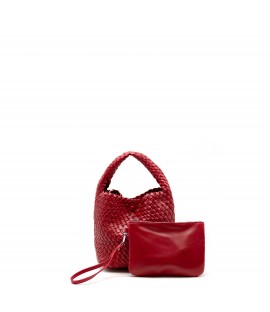 Woven leatherette handbag