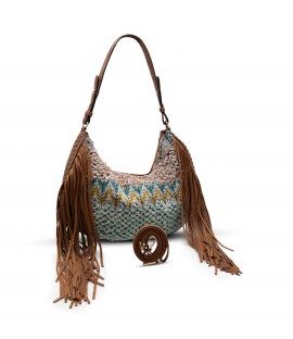 Fringed fabric hobo bag 