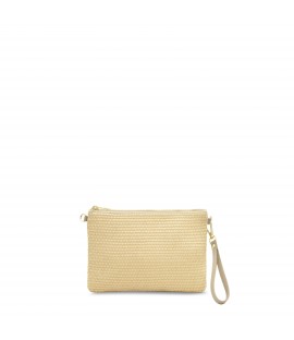 POCHETTE IN PELLE E RAFIA...